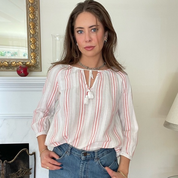Zara Tops - Beautiful boho linen blouse 
Sz xs but fits like an s